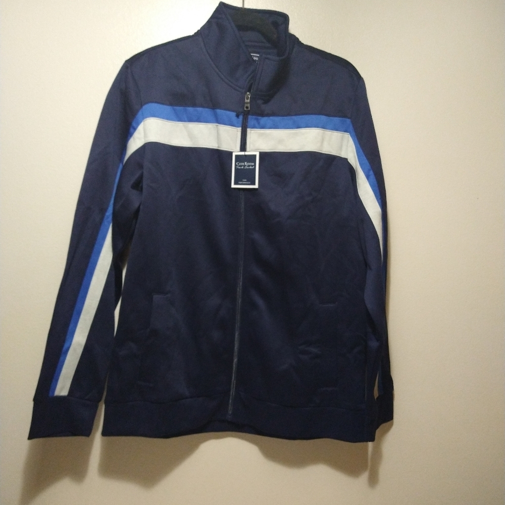 Club Room Blue Crossbody Stripe Track Jacket - Picture 5 of 12